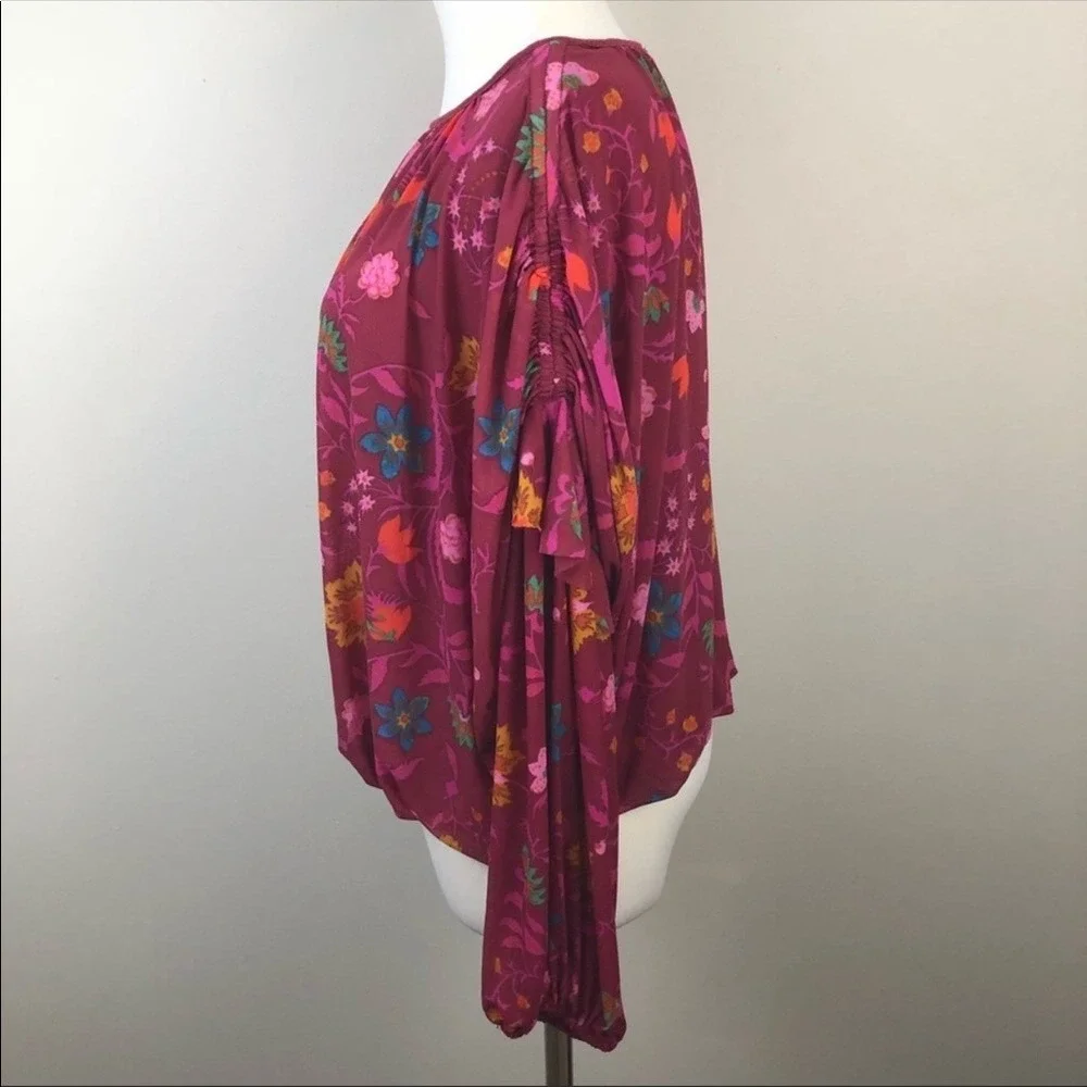 Free People‎ Wildflower Honey Floral Romantic Boho Top Small Cottage Core
